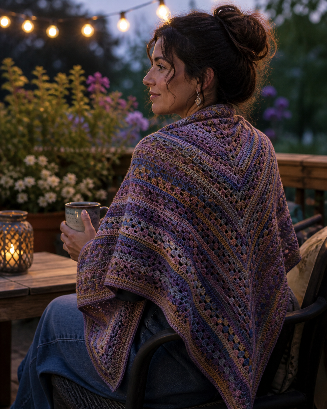 Handmade Crochet Triangle Shawl – Autumn Boho Wrap
